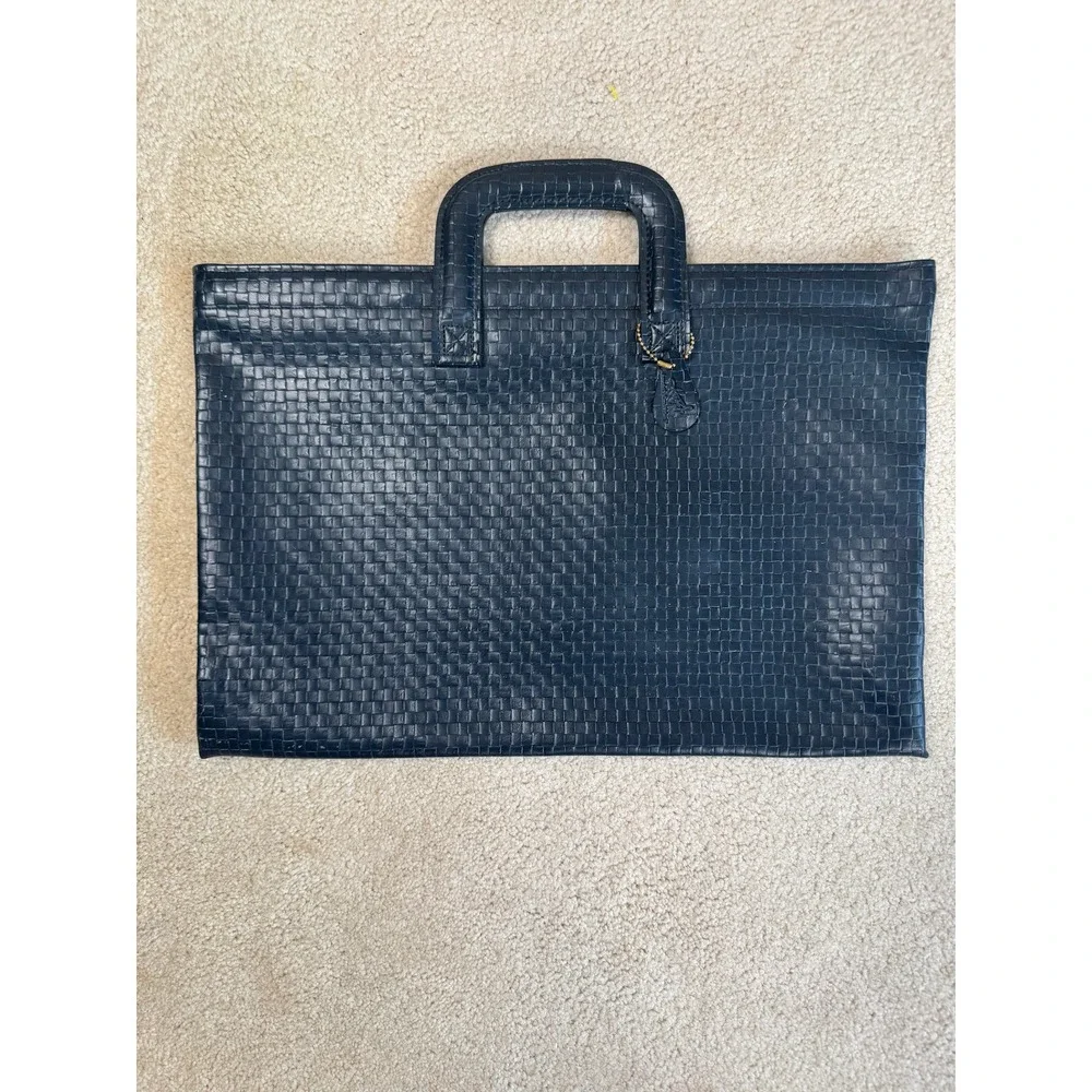 Hazel America's Case Maker Vintage Navy Blue Woven Briefcase Portfolio USA Made